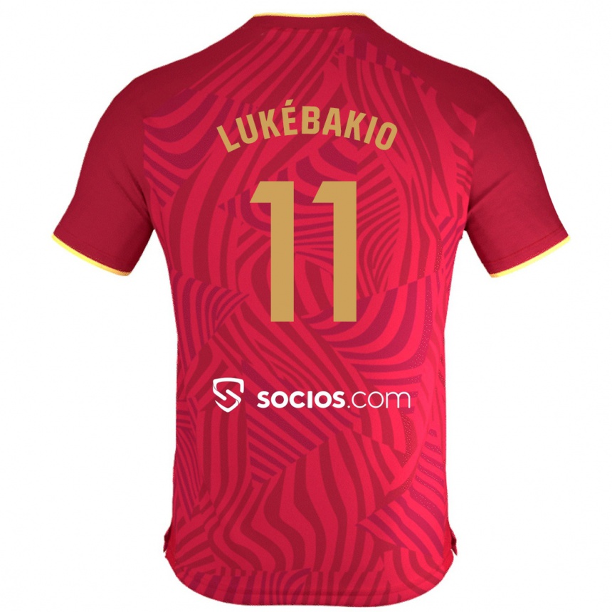 Kids Football Dodi Lukébakio #11 Red Away Jersey 2023/24 T-Shirt Canada