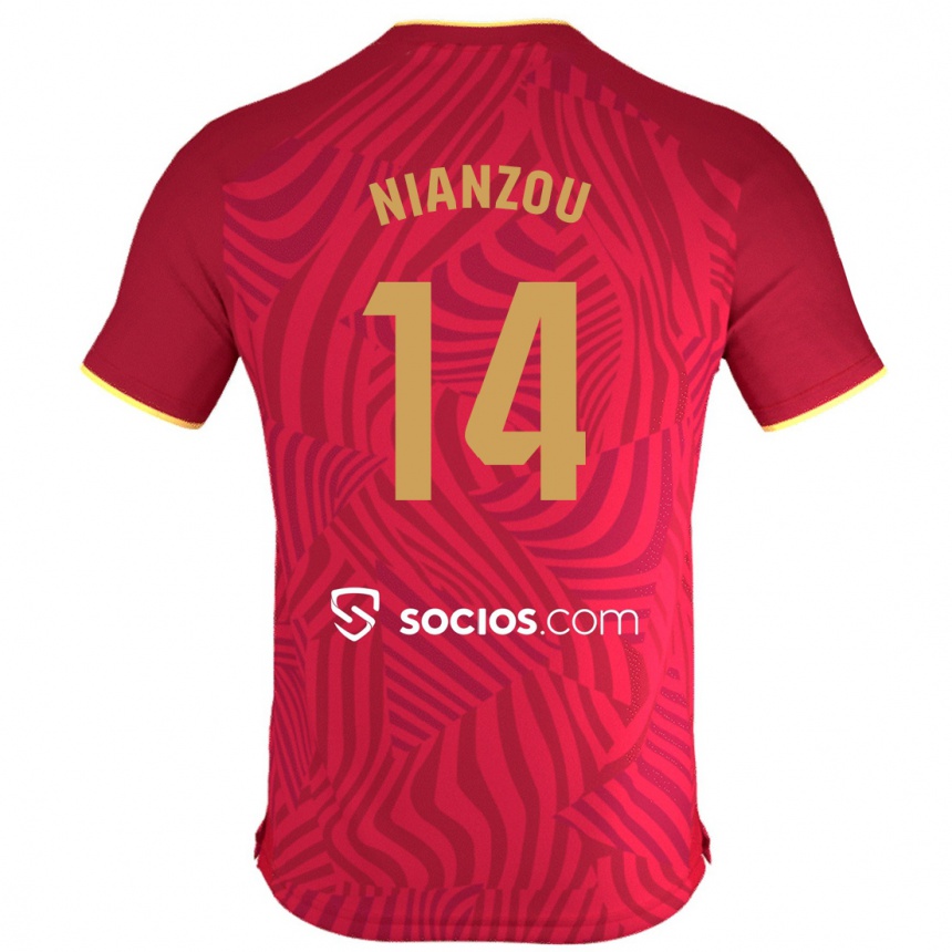 Kids Football Tanguy Nianzou #14 Red Away Jersey 2023/24 T-Shirt Canada