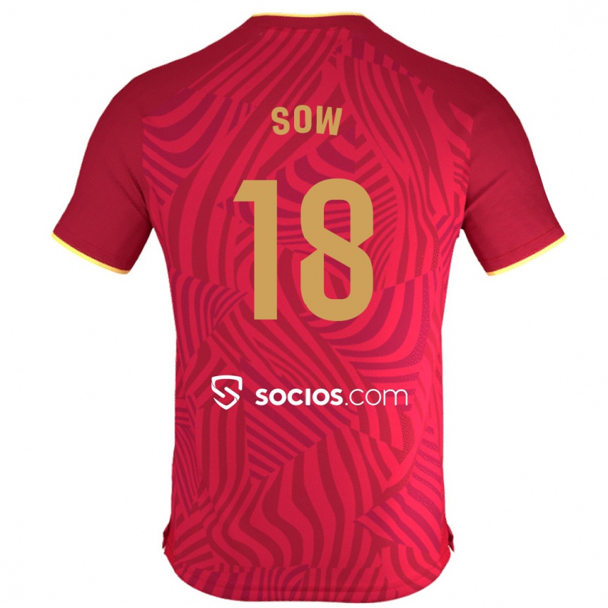 Kids Football Djibril Sow #18 Red Away Jersey 2023/24 T-Shirt Canada