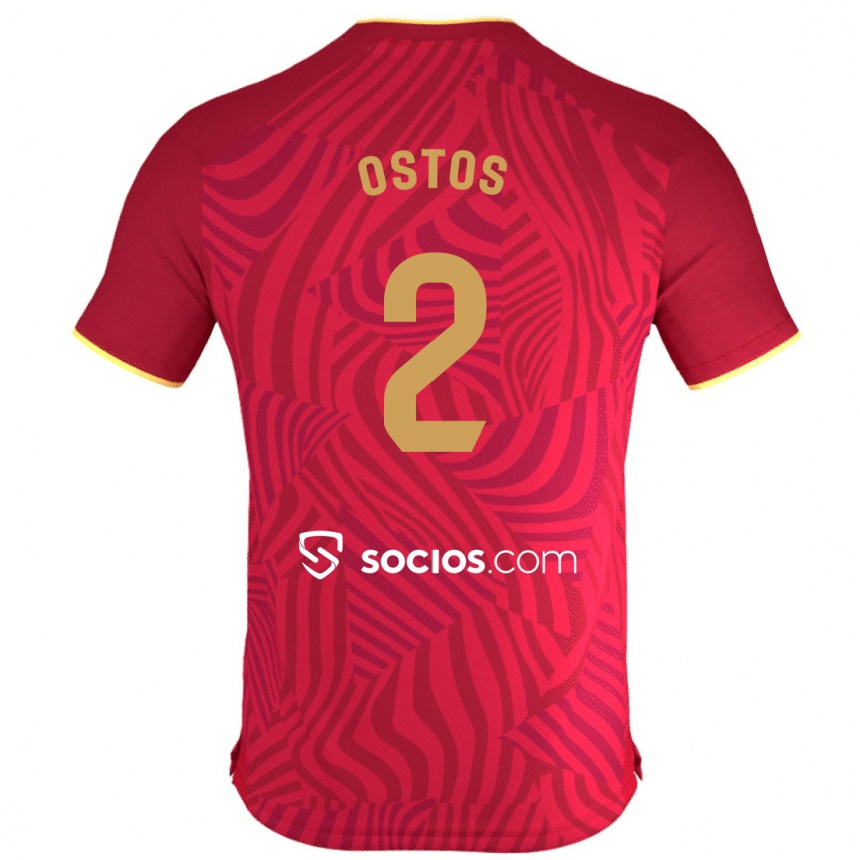 Kids Football Fran Ostos #2 Red Away Jersey 2023/24 T-Shirt Canada