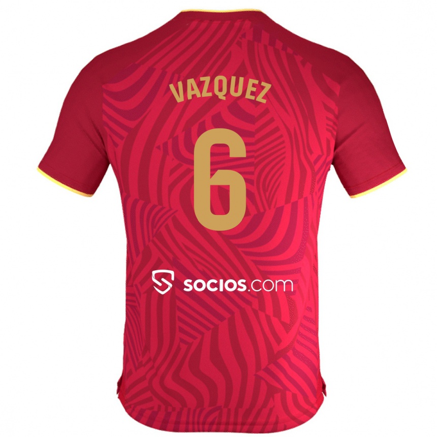 Kids Football Manolo Vázquez #6 Red Away Jersey 2023/24 T-Shirt Canada