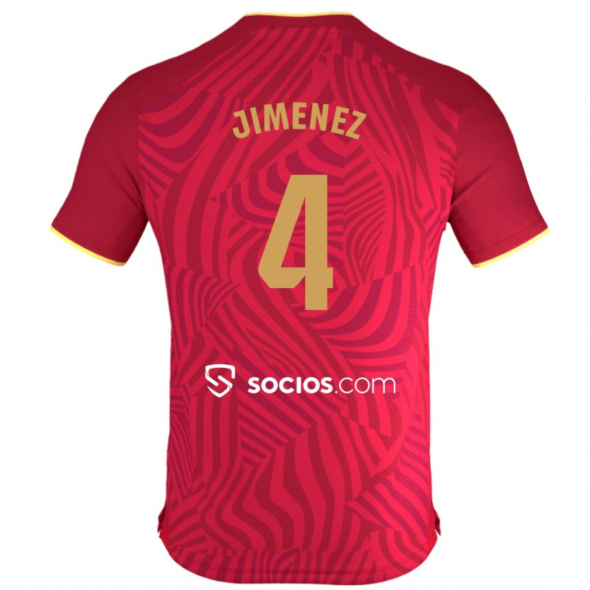 Kids Football Diego Jiménez #4 Red Away Jersey 2023/24 T-Shirt Canada