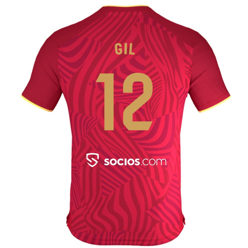 Kids Football Dani Gil #12 Red Away Jersey 2023/24 T-Shirt Canada