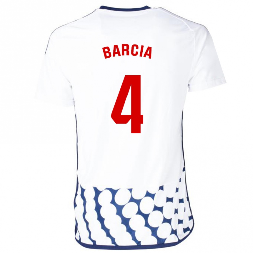 Kids Football Sergio Barcia #4 White Away Jersey 2023/24 T-Shirt Canada