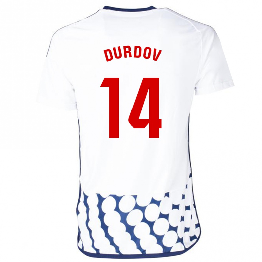 Kids Football Ivan Durdov #14 White Away Jersey 2023/24 T-Shirt Canada