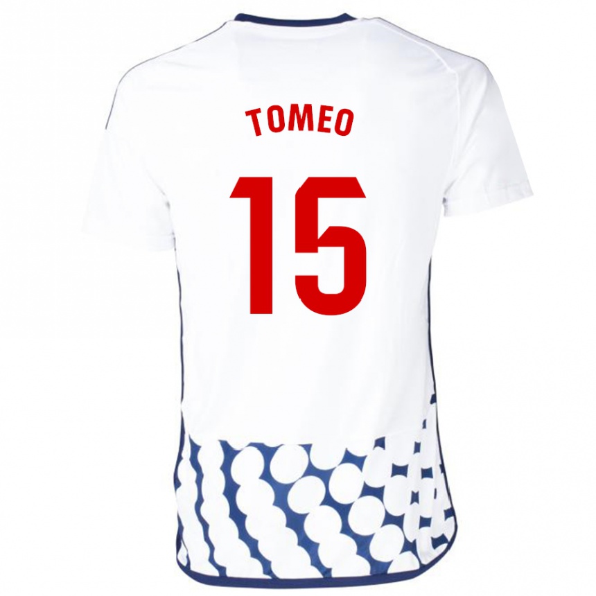 Kids Football Pablo Tomeo #15 White Away Jersey 2023/24 T-Shirt Canada