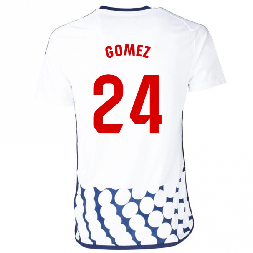 Kids Football Jonathan Gómez #24 White Away Jersey 2023/24 T-Shirt Canada