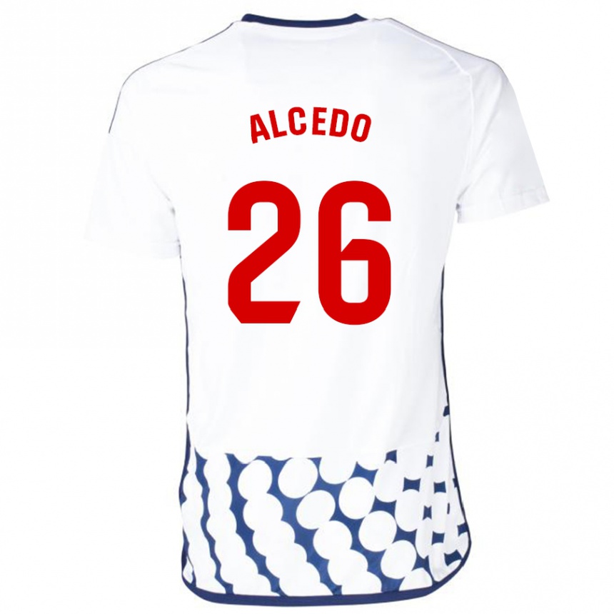 Kids Football Juan María Alcedo #26 White Away Jersey 2023/24 T-Shirt Canada