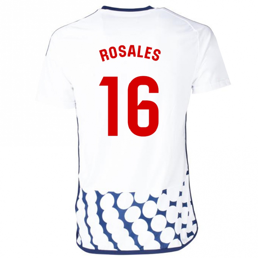 Kids Football Diego Rosales #16 White Away Jersey 2023/24 T-Shirt Canada