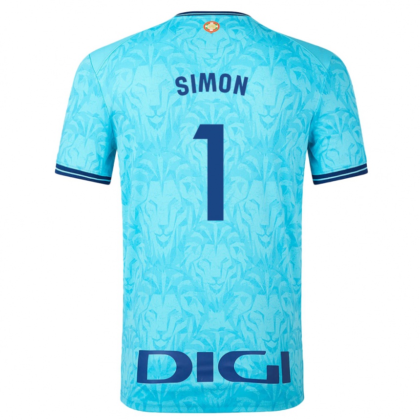 Enfant Football Maillot Unai Simón #1 Bleu Ciel Tenues Extérieur 2023/24 Canada