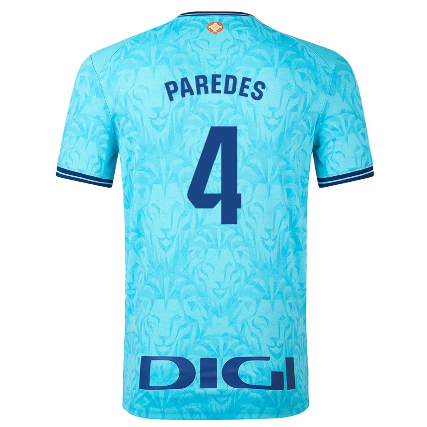 Kids Football Aitor Paredes #4 Sky Blue Away Jersey 2023/24 T-Shirt Canada