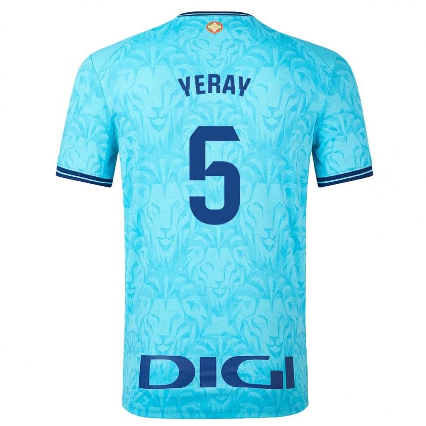 Kids Football Yeray Álvarez #5 Sky Blue Away Jersey 2023/24 T-Shirt Canada