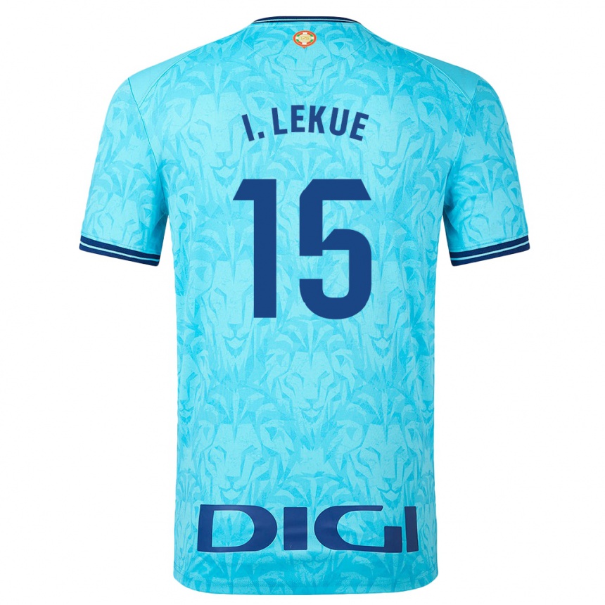 Kids Football Iñigo Lekue #15 Sky Blue Away Jersey 2023/24 T-Shirt Canada