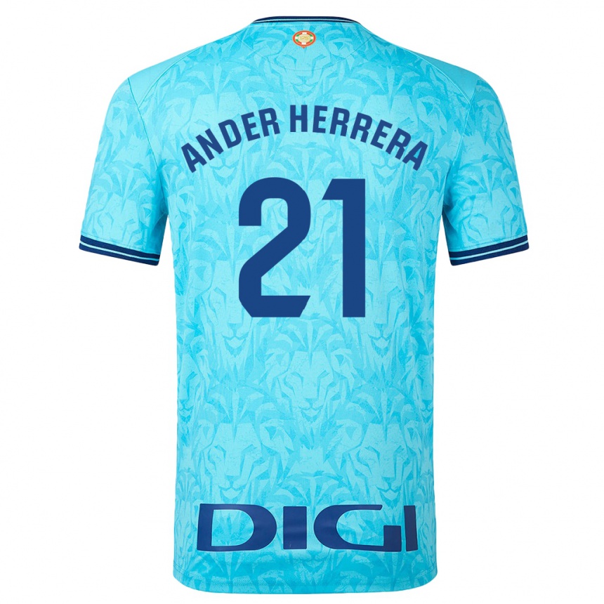 Enfant Football Maillot Ander Herrera #21 Bleu Ciel Tenues Extérieur 2023/24 Canada