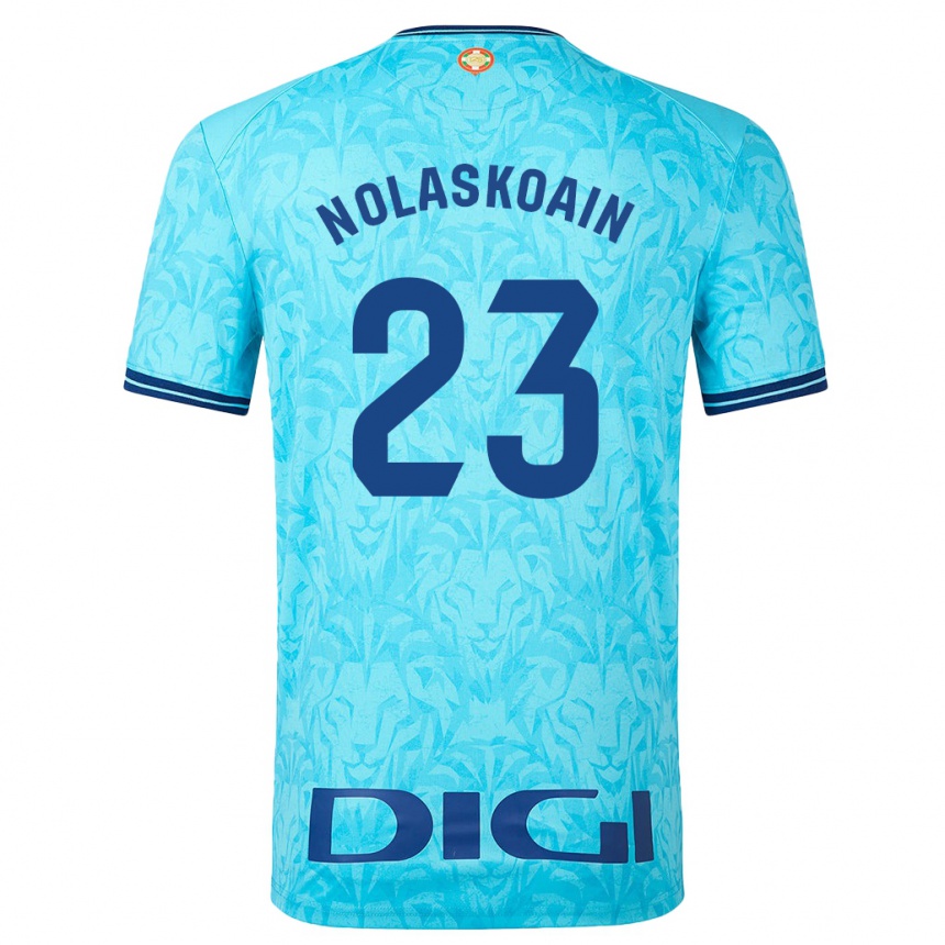 Kids Football Peru Nolaskoain #23 Sky Blue Away Jersey 2023/24 T-Shirt Canada