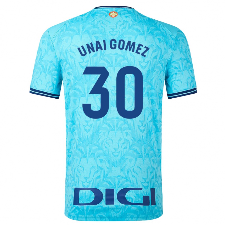 Kids Football Unai Gómez #30 Sky Blue Away Jersey 2023/24 T-Shirt Canada