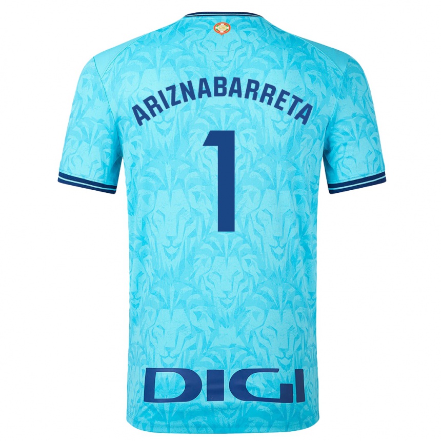 Kids Football Oier Ariznabarreta #1 Sky Blue Away Jersey 2023/24 T-Shirt Canada