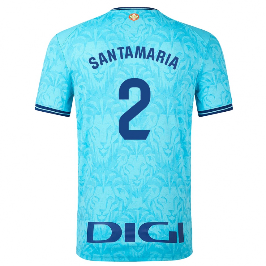 Kids Football Unai Santamaría #2 Sky Blue Away Jersey 2023/24 T-Shirt Canada