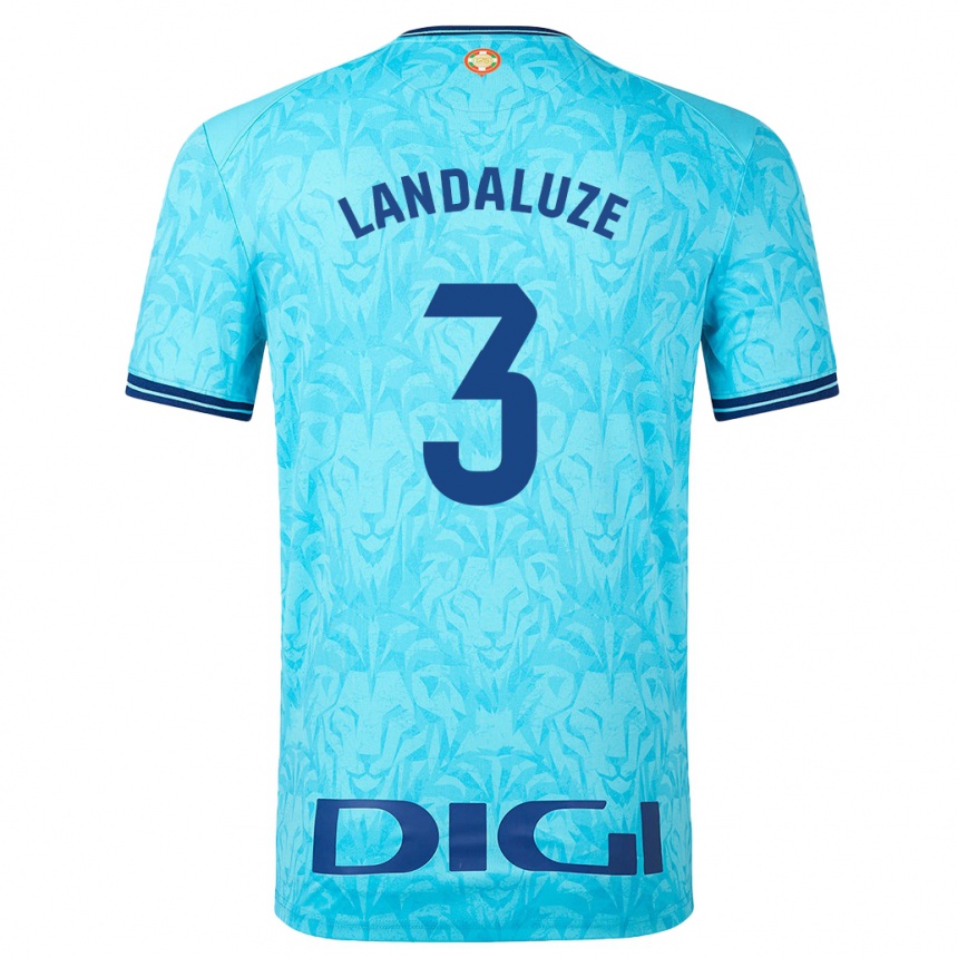 Kids Football Naia Landaluze Marquínez #3 Sky Blue Away Jersey 2023/24 T-Shirt Canada