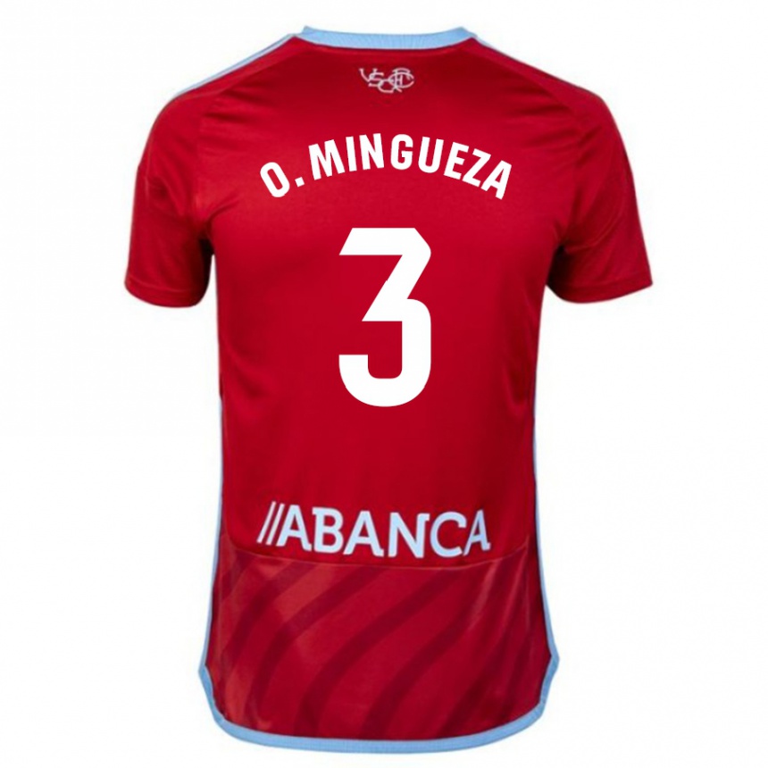 Kids Football Óscar Mingueza #3 Red Away Jersey 2023/24 T-Shirt Canada