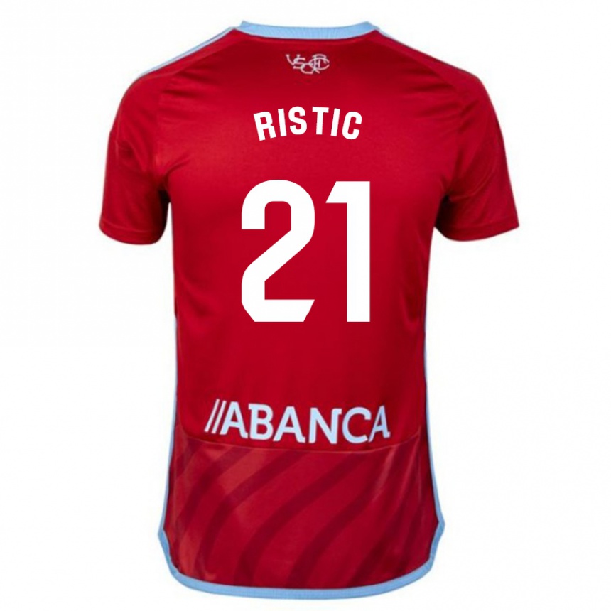 Kids Football Mihailo Ristic #21 Red Away Jersey 2023/24 T-Shirt Canada