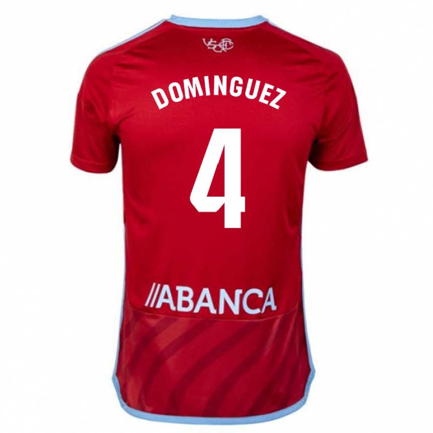 Kids Football Javi Domínguez #4 Red Away Jersey 2023/24 T-Shirt Canada