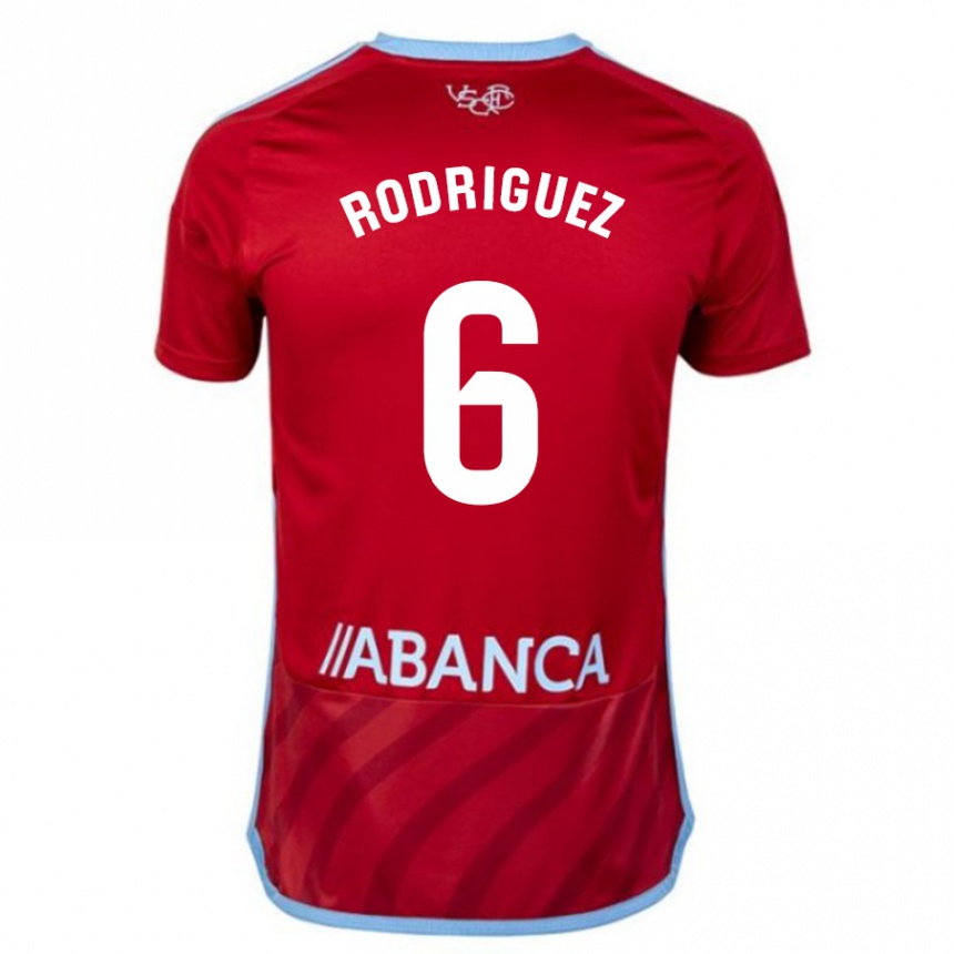 Kids Football Damián Rodríguez #6 Red Away Jersey 2023/24 T-Shirt Canada