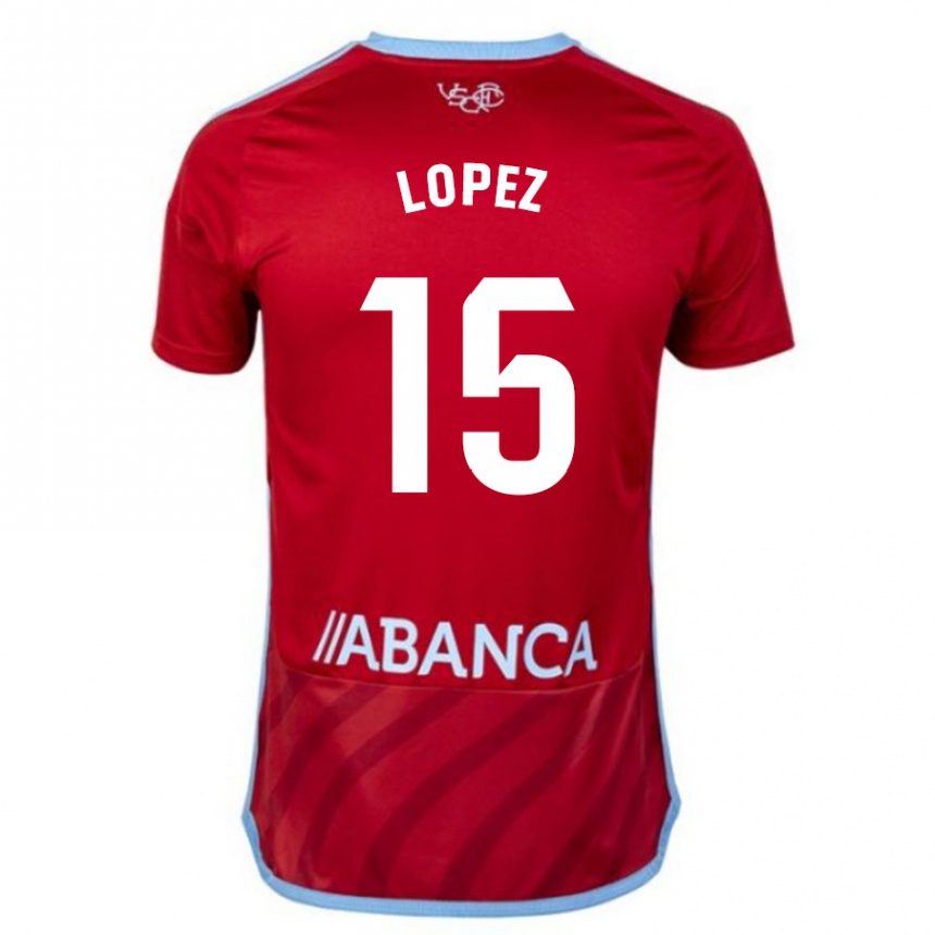 Kids Football Fer López #15 Red Away Jersey 2023/24 T-Shirt Canada