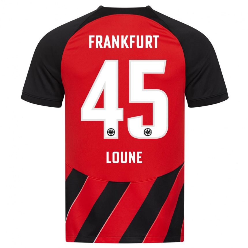 Homme Football Maillot Mehdi Loune #45 Rouge Noir Tenues Domicile 2023/24 Canada