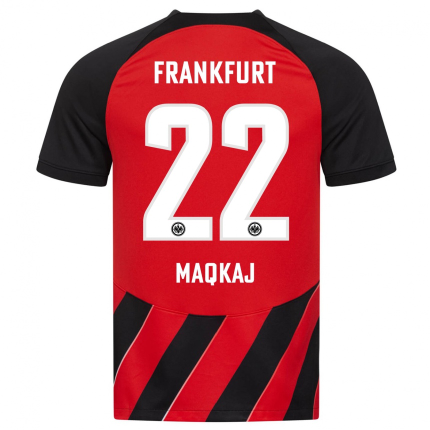 Men Football Dritan Maqkaj #22 Red Black Home Jersey 2023/24 T-Shirt Canada