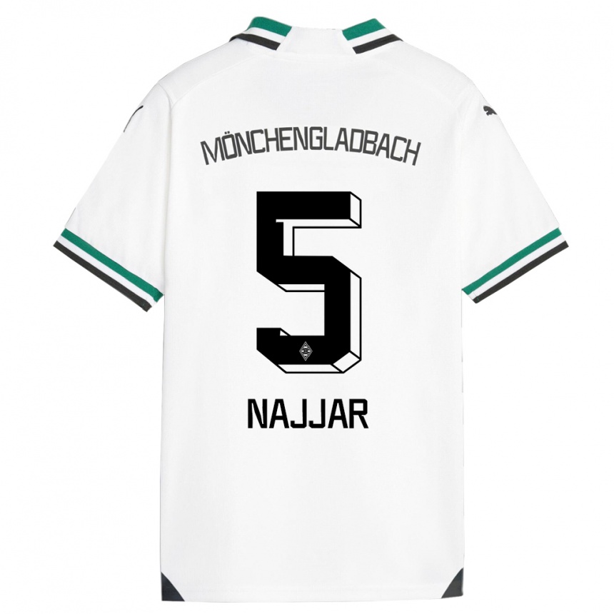 Men Football Jamil Najjar #5 White Green Home Jersey 2023/24 T-Shirt Canada