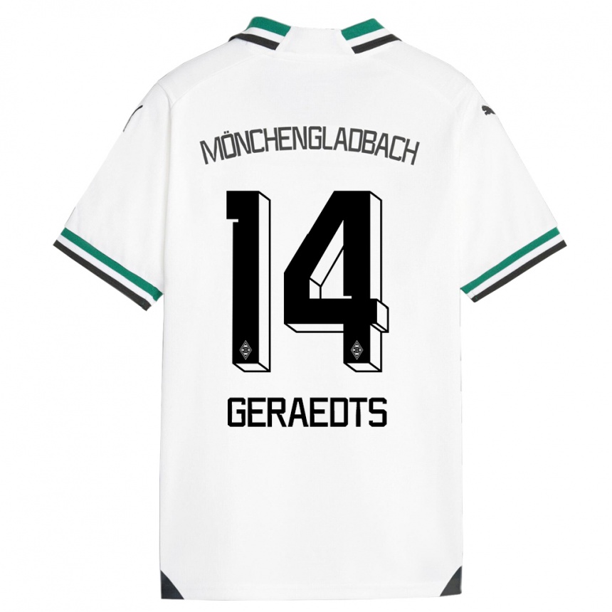 Men Football Kelsey Geraedts #14 White Green Home Jersey 2023/24 T-Shirt Canada