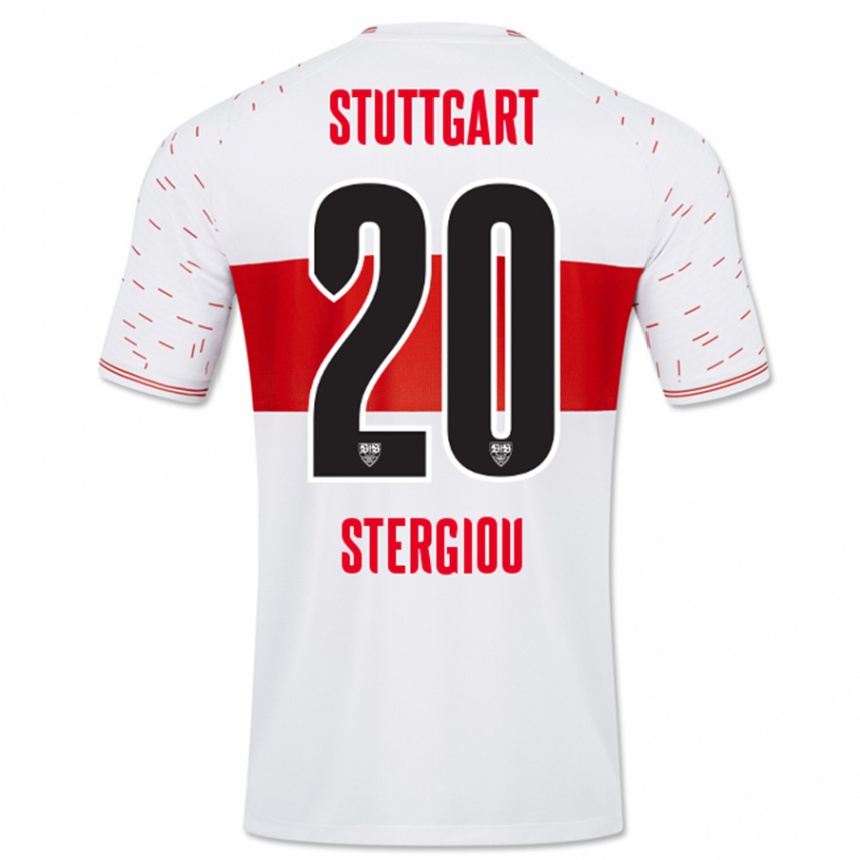 Men Football Leonidas Stergiou #20 White Home Jersey 2023/24 T-Shirt Canada