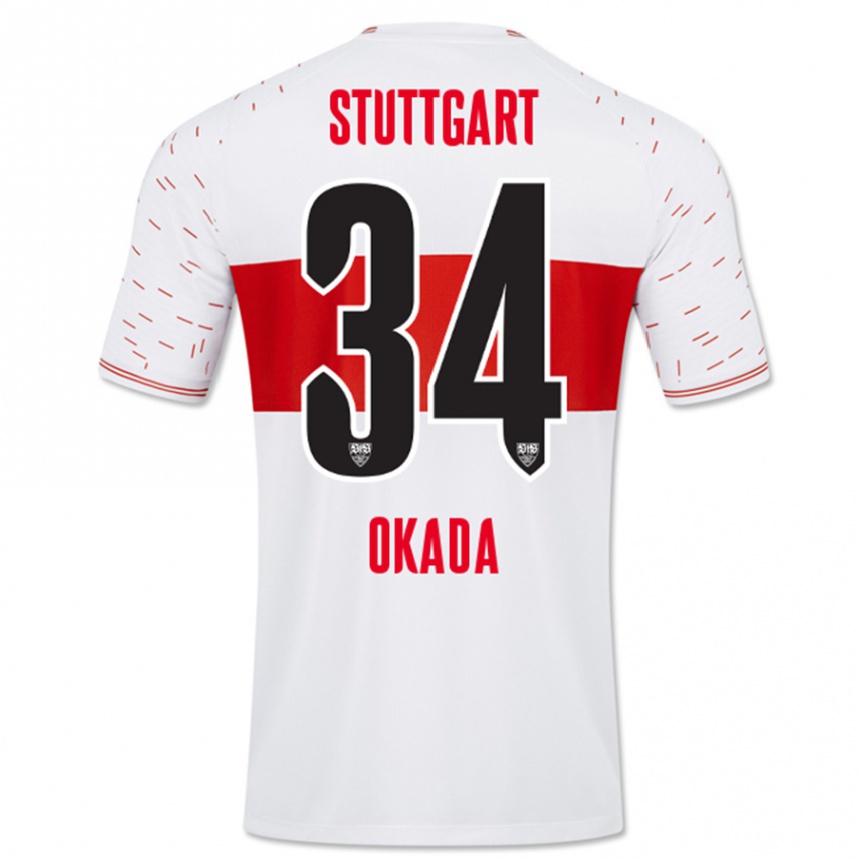 Men Football Rei Okada #34 White Home Jersey 2023/24 T-Shirt Canada