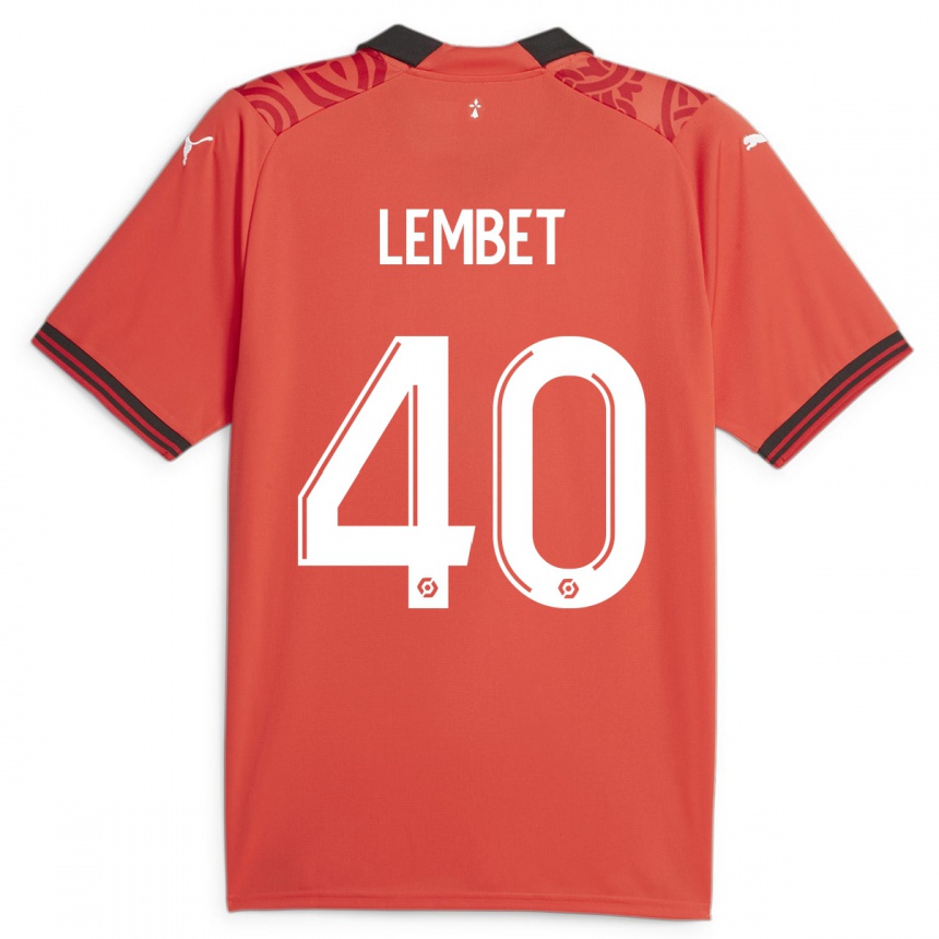 Men Football Geoffrey Lembet #40 Red Home Jersey 2023/24 T-Shirt Canada