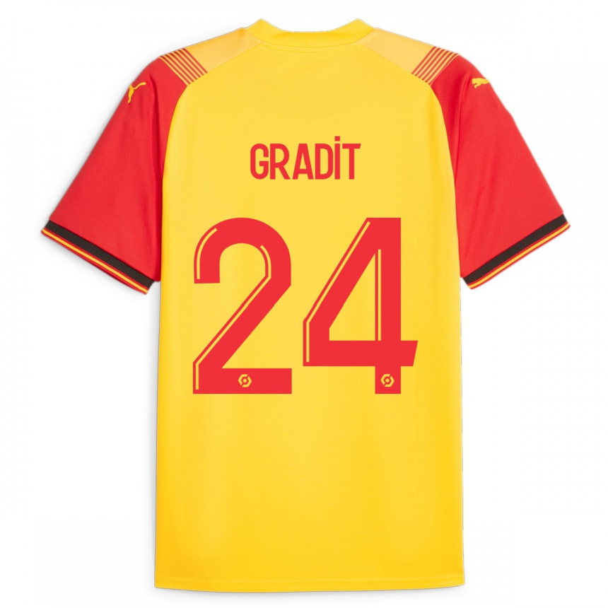 Men Football Jonathan Gradit #24 Yellow Home Jersey 2023/24 T-Shirt Canada