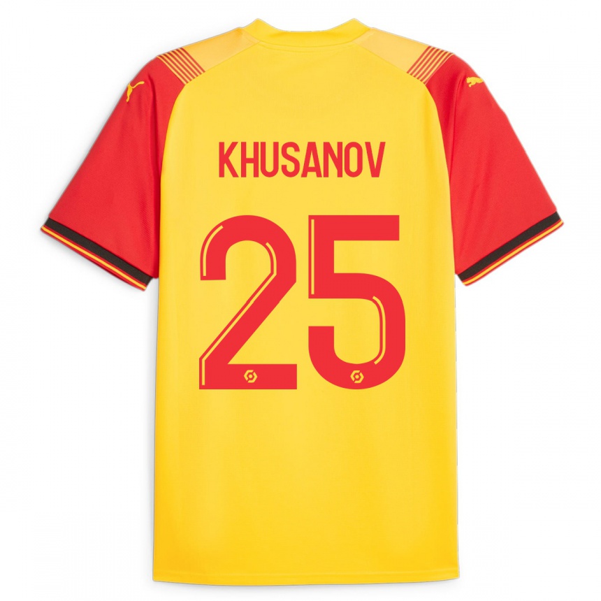 Homme Football Maillot Abdukodir Khusanov #25 Jaune Tenues Domicile 2023/24 Canada