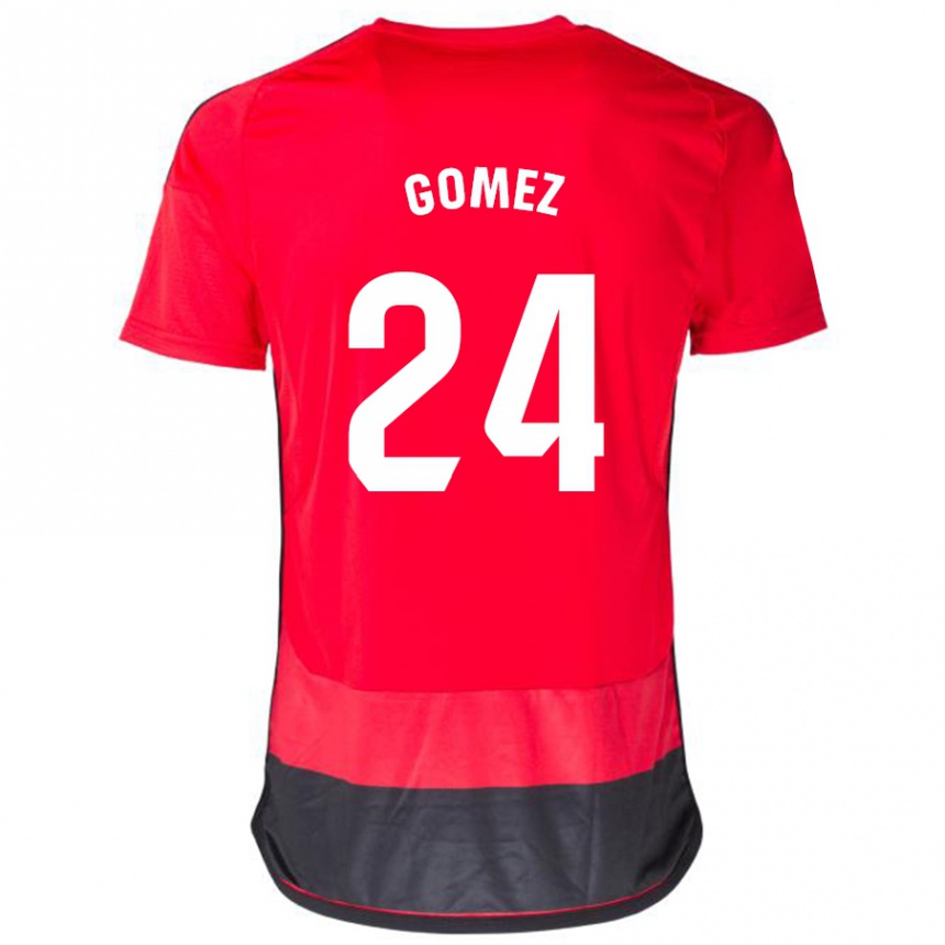 Men Football Jonathan Gómez #24 Red Black Home Jersey 2023/24 T-Shirt Canada