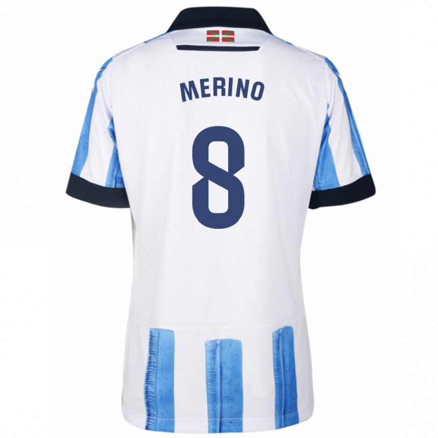 Homme Football Maillot Mikel Merino #8 Bleu Blanc Tenues Domicile 2023/24 Canada