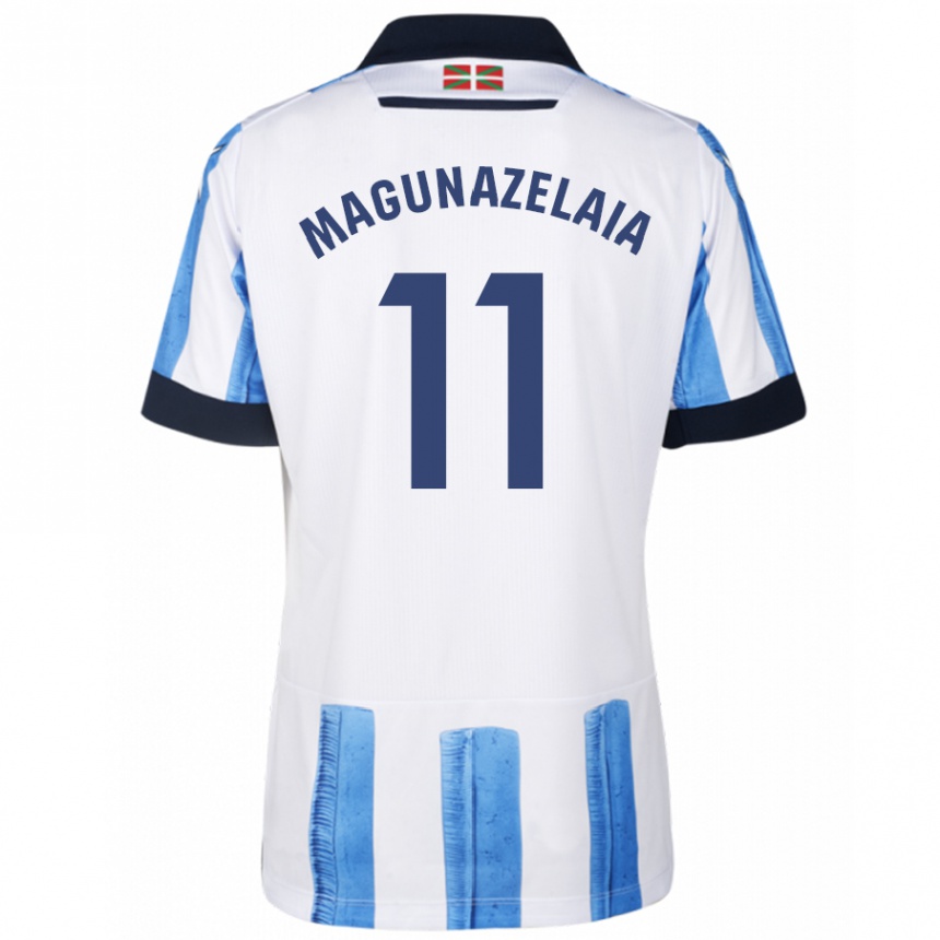 Men Football Jon Magunazelaia #11 Blue White Home Jersey 2023/24 T-Shirt Canada