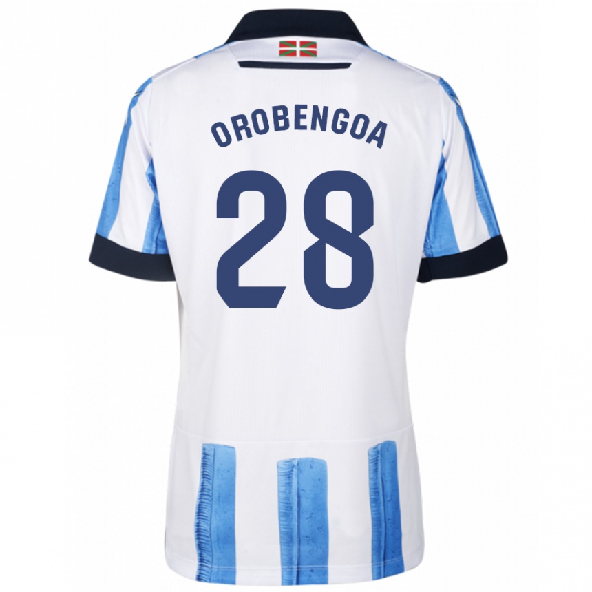 Men Football Ekain Orobengoa #28 Blue White Home Jersey 2023/24 T-Shirt Canada