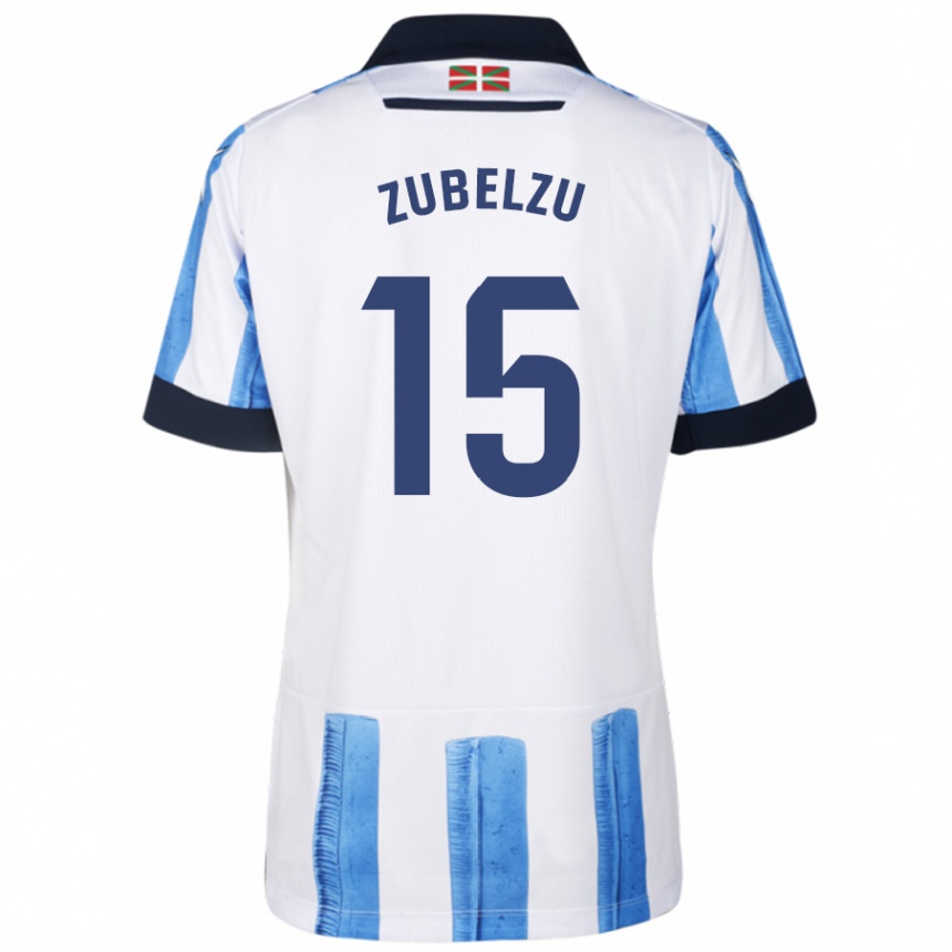 Men Football Julen Zubelzu #15 Blue White Home Jersey 2023/24 T-Shirt Canada