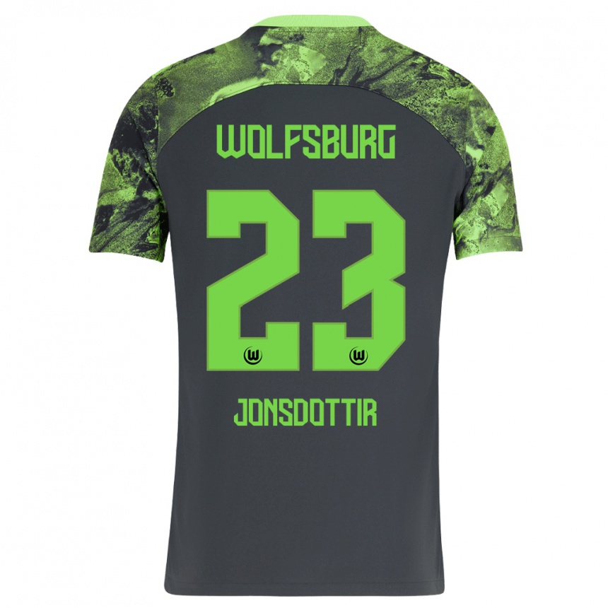 Homme Football Maillot Sveindís Jane Jónsdóttir #23 Gris Foncé Tenues Extérieur 2023/24 Canada