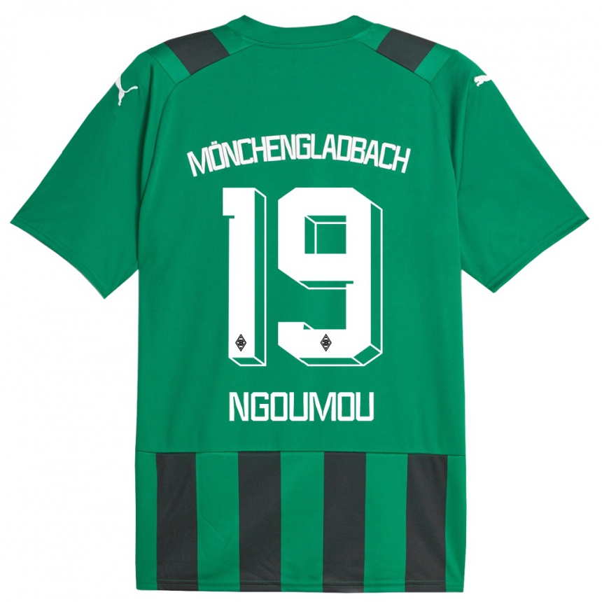 Men Football Nathan Ngoumou #19 Black Green Away Jersey 2023/24 T-Shirt Canada