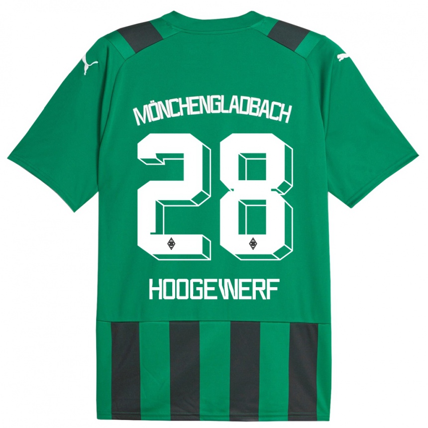 Men Football Dillon Hoogewerf #28 Black Green Away Jersey 2023/24 T-Shirt Canada