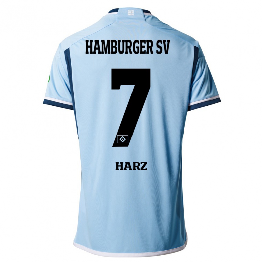 Men Football Theo Harz #7 Blue Away Jersey 2023/24 T-Shirt Canada