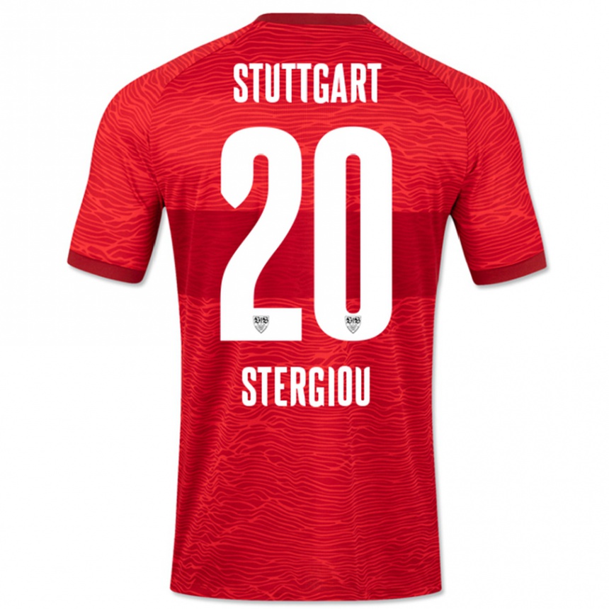 Men Football Leonidas Stergiou #20 Red Away Jersey 2023/24 T-Shirt Canada