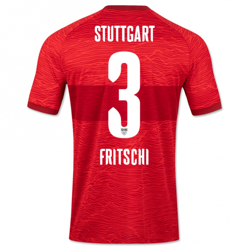 Men Football Paulo Fritschi #3 Red Away Jersey 2023/24 T-Shirt Canada