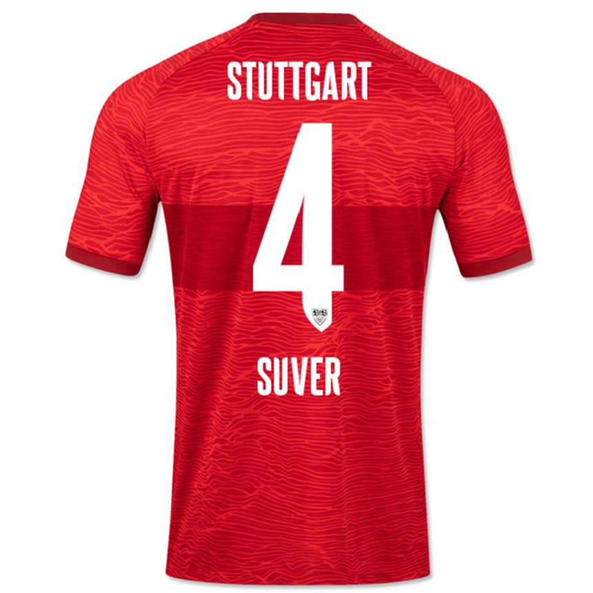 Men Football Jakov Suver #4 Red Away Jersey 2023/24 T-Shirt Canada