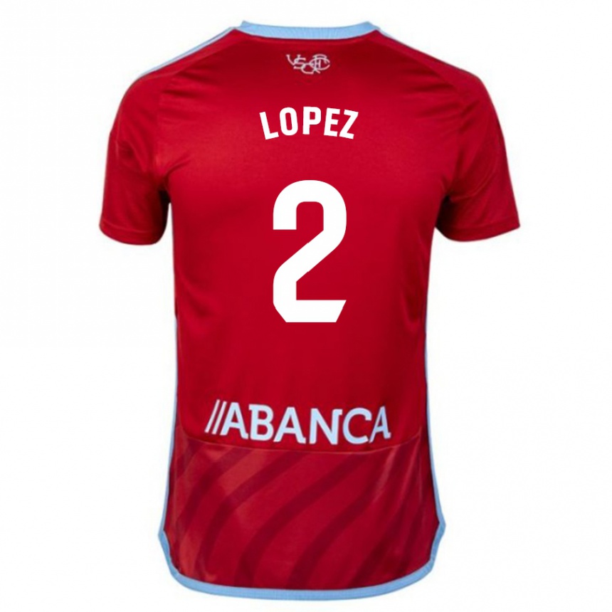 Men Football Iván López #2 Red Away Jersey 2023/24 T-Shirt Canada